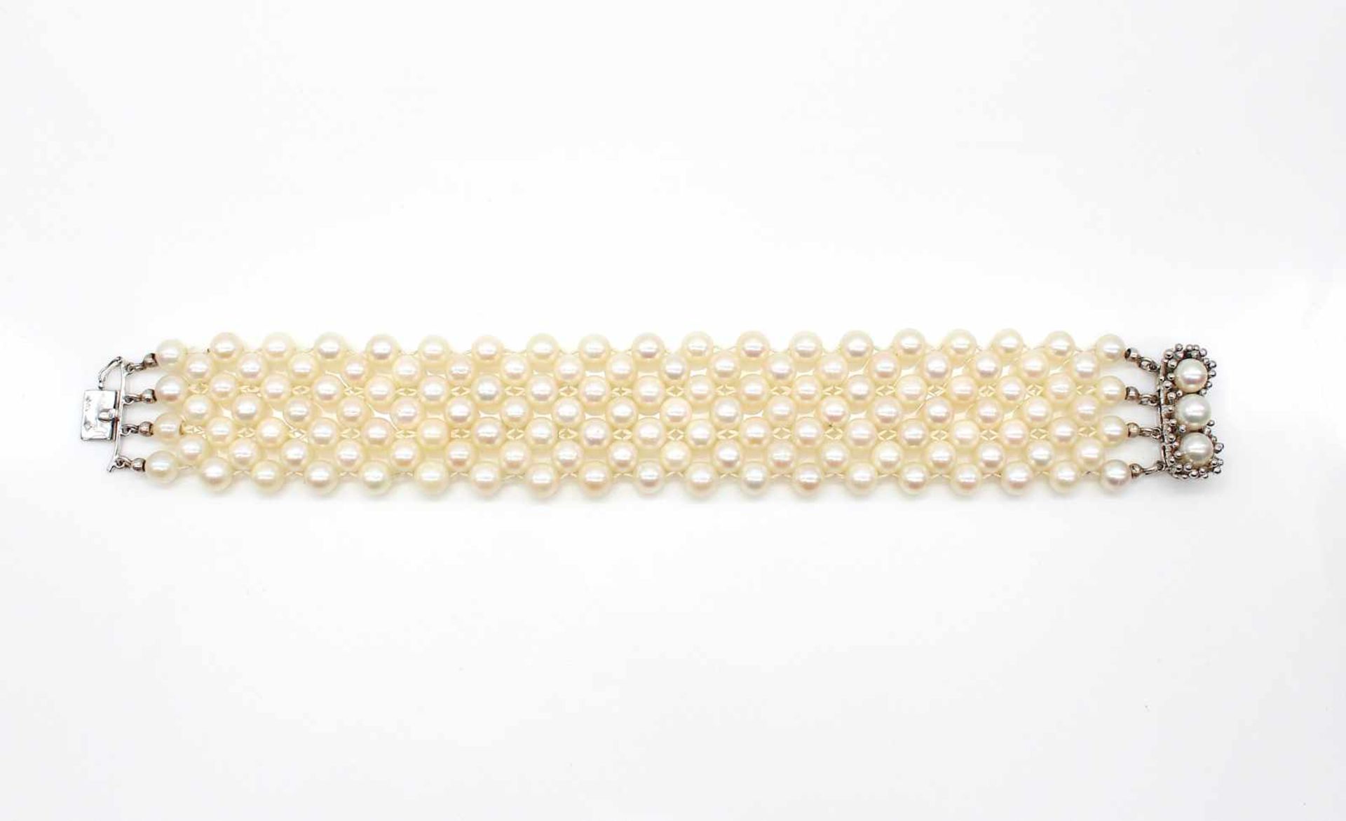 Bracelet made of cultured pearls with a lock made of 585 white gold.weight 53,2 g, length 20 - Bild 2 aus 3