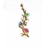 1 brooch costume jewellery with artificial glass.length 11,5 cm- - -15.00 % buyer's premium on the