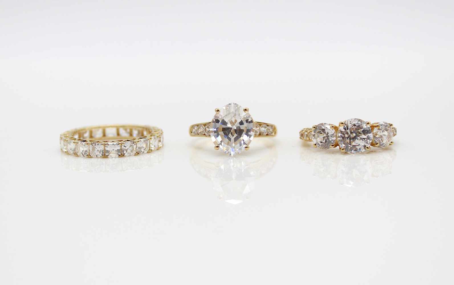 2 rings tested for 585 and 1 Memoire Ring 585 gold with Cubic Zirconias.weight 12 g, sizes : 60, 56, - Image 2 of 2