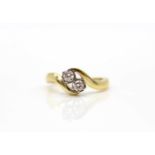 Ring made of 585 gold with 2 brilliants, total approx. 0.24 ct in high clarity and medium colour