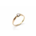 Ring made of 585 gold with a brilliant, approx. 0.25 ct in medium colour and low clarity.Weight 3.