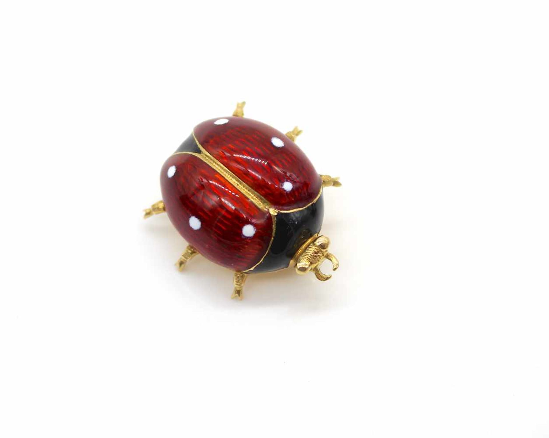 750 gold brooch with enamel.weight 10,2 g, dimensions : 20 x 17 x 9,5 mm- - -15.00 % buyer's premium - Bild 2 aus 3