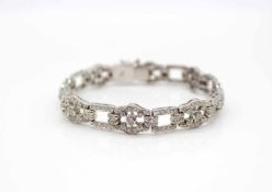 Bracelet made of 750 white gold with various brilliants ( 2 diamonds ), total approx. 2.7 ct in