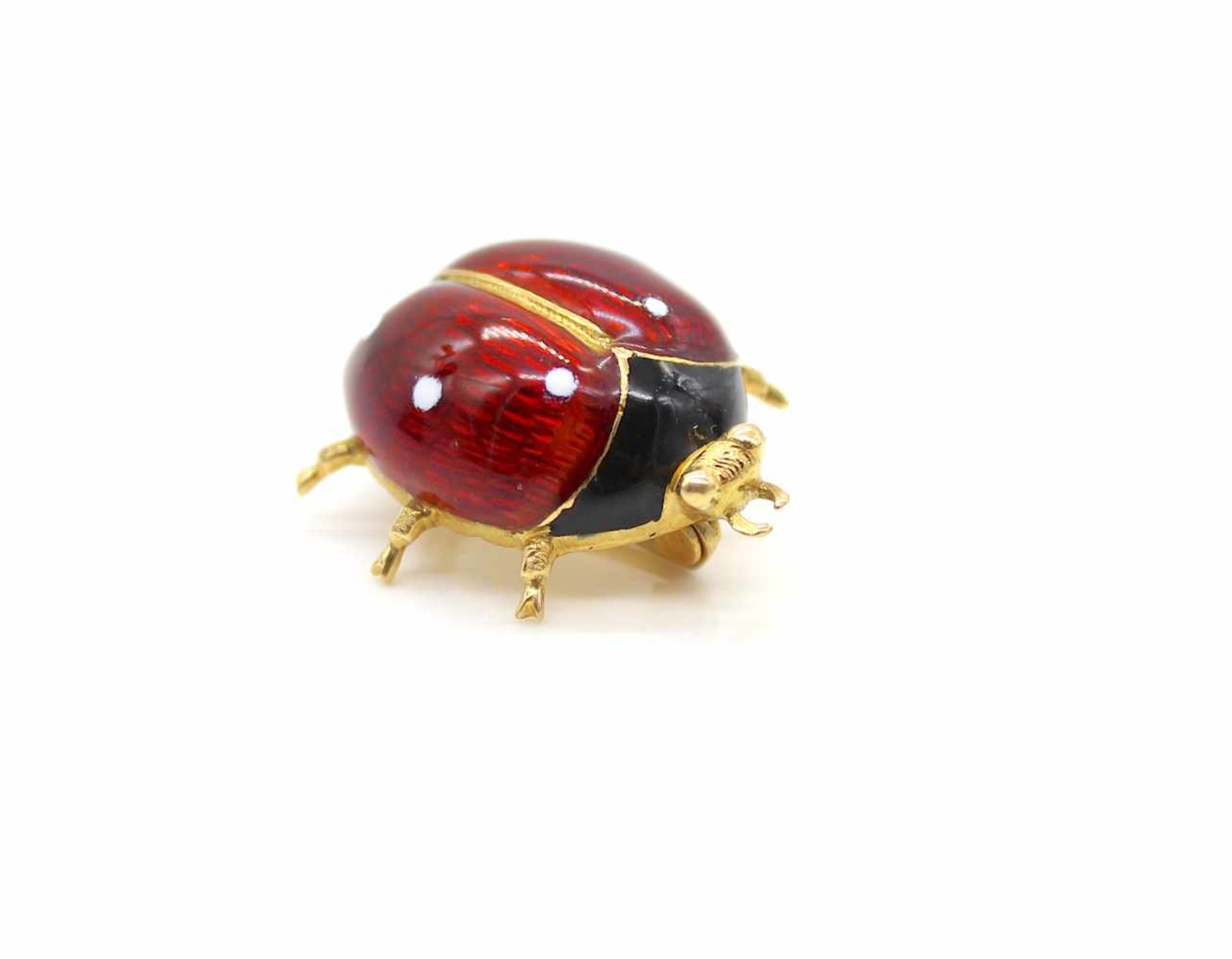 750 gold brooch with enamel.weight 10,2 g, dimensions : 20 x 17 x 9,5 mm- - -15.00 % buyer's premium