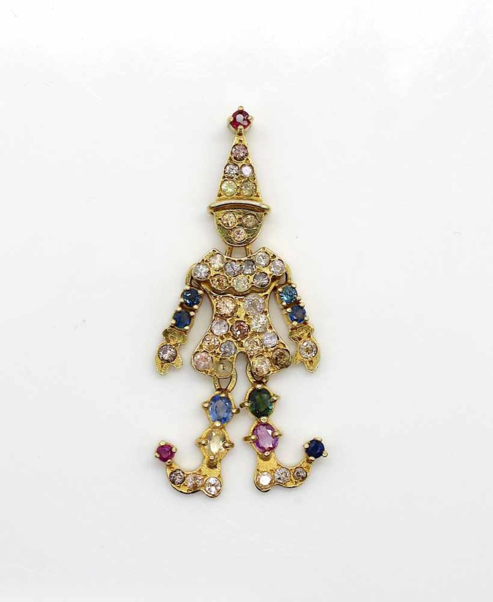 Pendant made of 585 gold with diamonds, total ca. 1,4 ct ( 1 stone is missing ) and ruby, sapphire. - Bild 3 aus 3