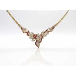 750 gold necklace with approx. 142 brilliants, total approx. 1.3 ct in high to medium quality and