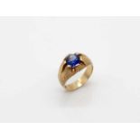 Ring tested for 585 gold with a synthetic sapphire, about 2.4 ct.Weight 7.6 g, size 56- - -15.00 %