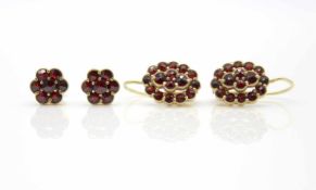 2 pairs of 585 and 375 gold earrings with garnet.Weight 6,8 g- - -15.00 % buyer's premium on the