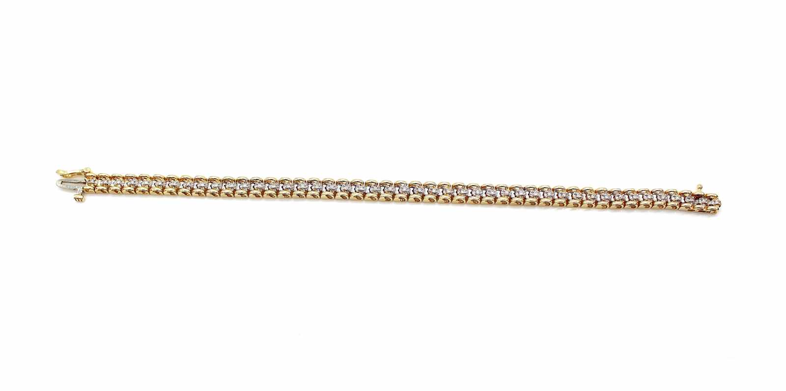 Bracelet 585 gold with 45 diamonds, ca. 0,22 ct. weight 14,1 g, length 17,5 cm- - -15.00 % buyer's - Image 4 of 4