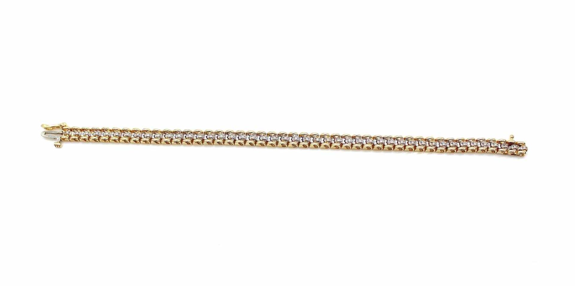 Bracelet 585 gold with 45 diamonds, ca. 0,22 ct. weight 14,1 g, length 17,5 cm- - -15.00 % buyer's - Bild 4 aus 4