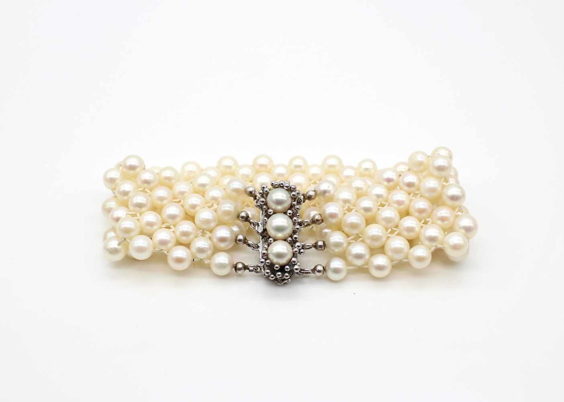 Bracelet made of cultured pearls with a lock made of 585 white gold.weight 53,2 g, length 20 - Bild 3 aus 3
