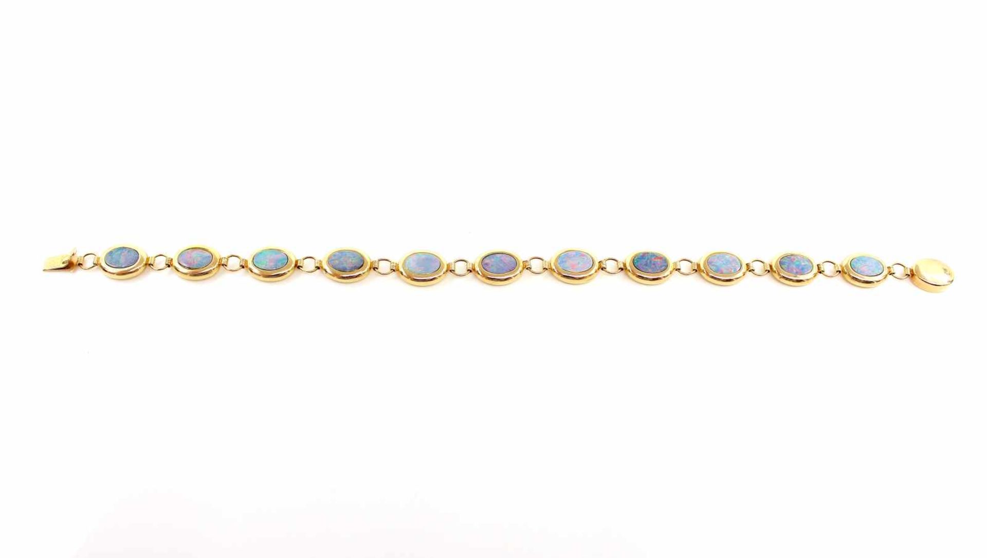Bracelet made of 585 gold with 11 precious opals.weight 7,3 g, length approx. 18 cm Armband aus - Bild 3 aus 3