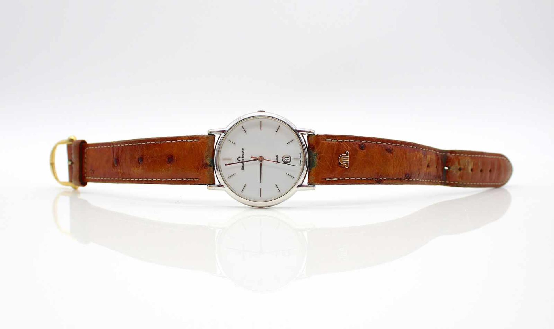 Watch steel by Maurice Lacroix with a leather strap. The clock is passable.diameter 35,5 mm - Bild 2 aus 5