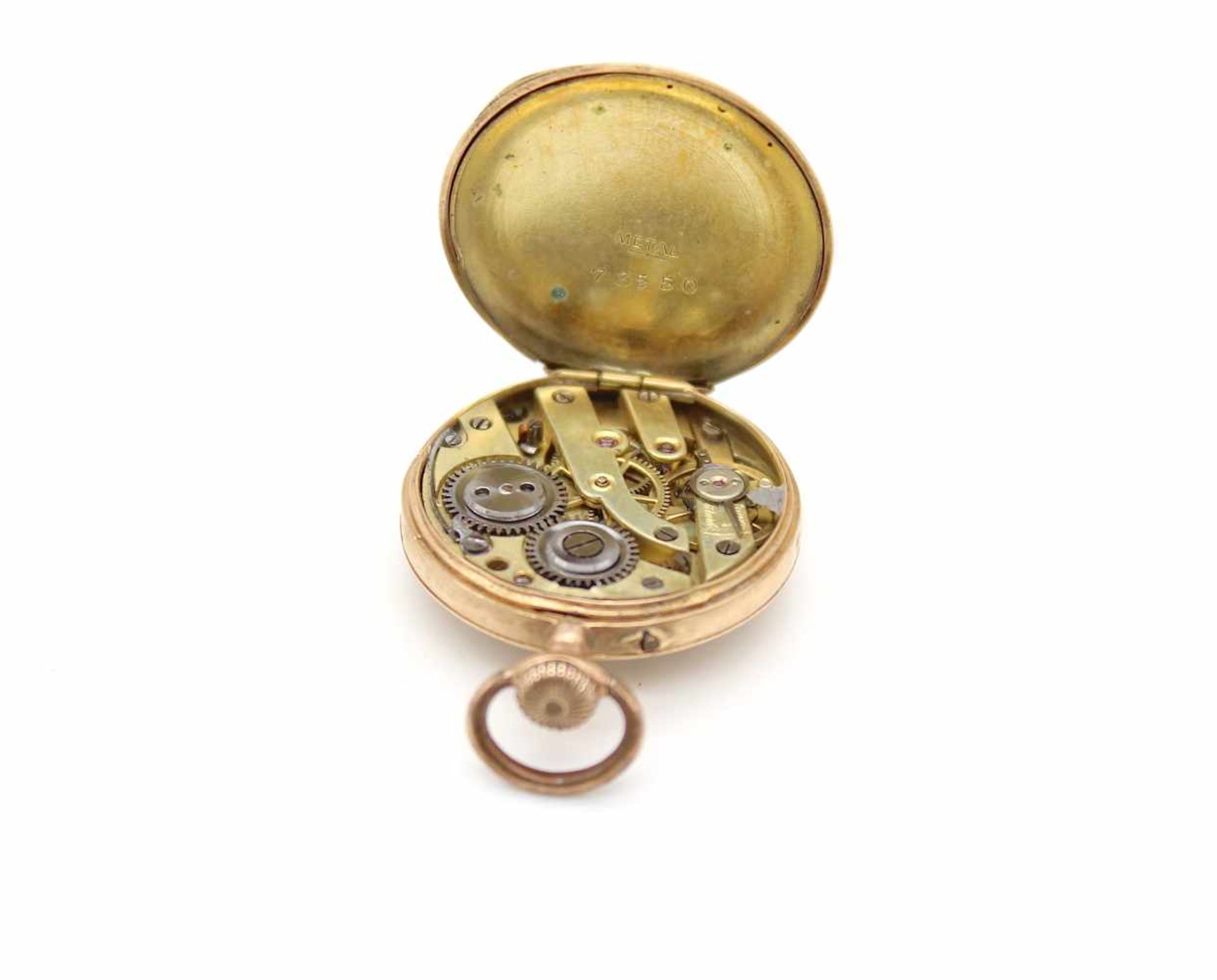 Pocket watch from 585er gold, inner cover metal,Weight 15.9 g, diameter 61 mm The clock is passable. - Bild 7 aus 7