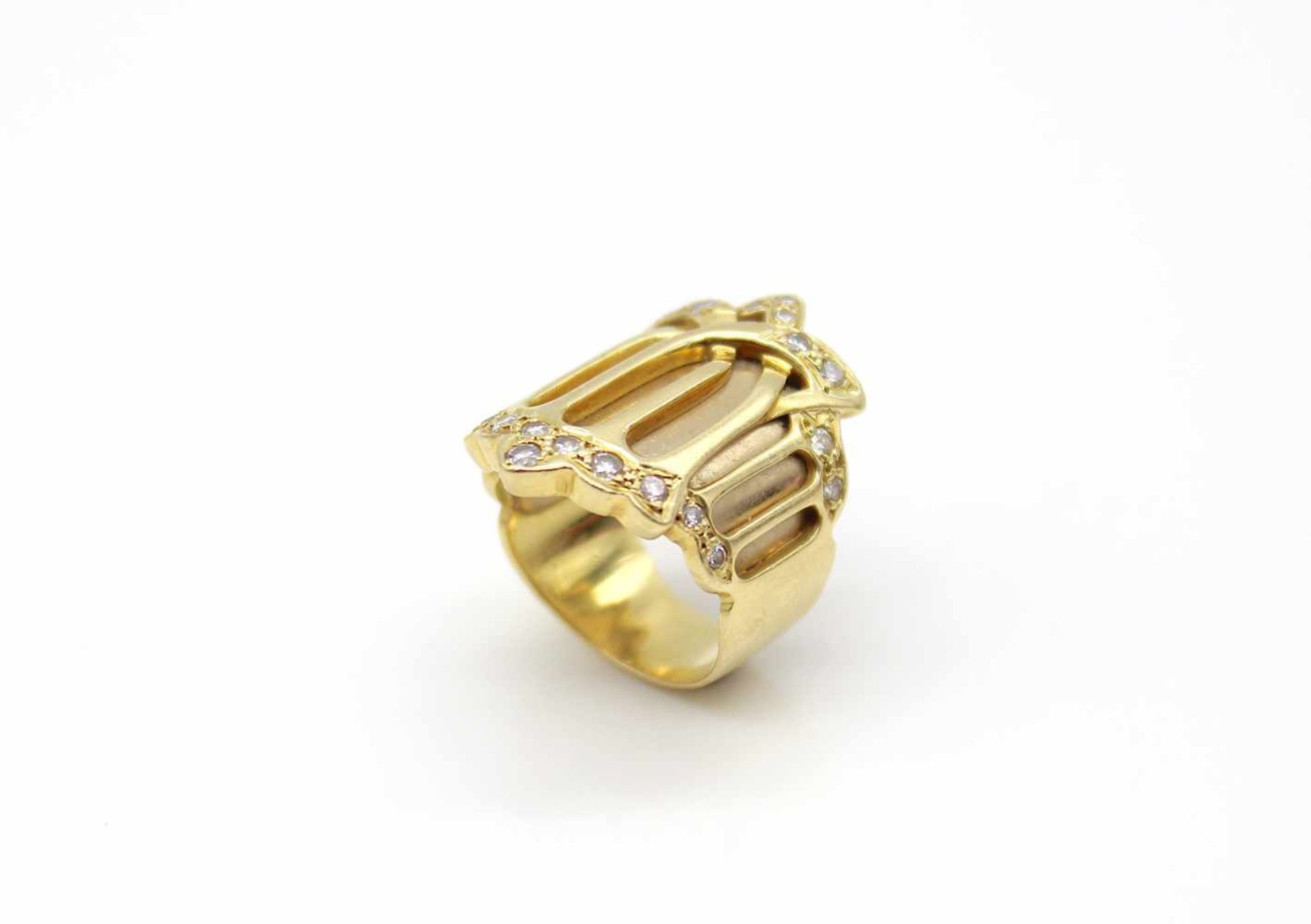 Ring made of 750 gold with 22 diamonds total, approx. 0.50 ct, Weight 11.8 g, size 51Ring aus - Bild 2 aus 2