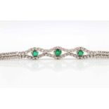 Bracelet in 585 white gold with diamonds of high purity and colour, total approx. 1.44 ct and 3