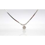 Necklace in 585 white gold with 14 brilliant-cut diamonds, total approx. 0.50 ct., high degree of