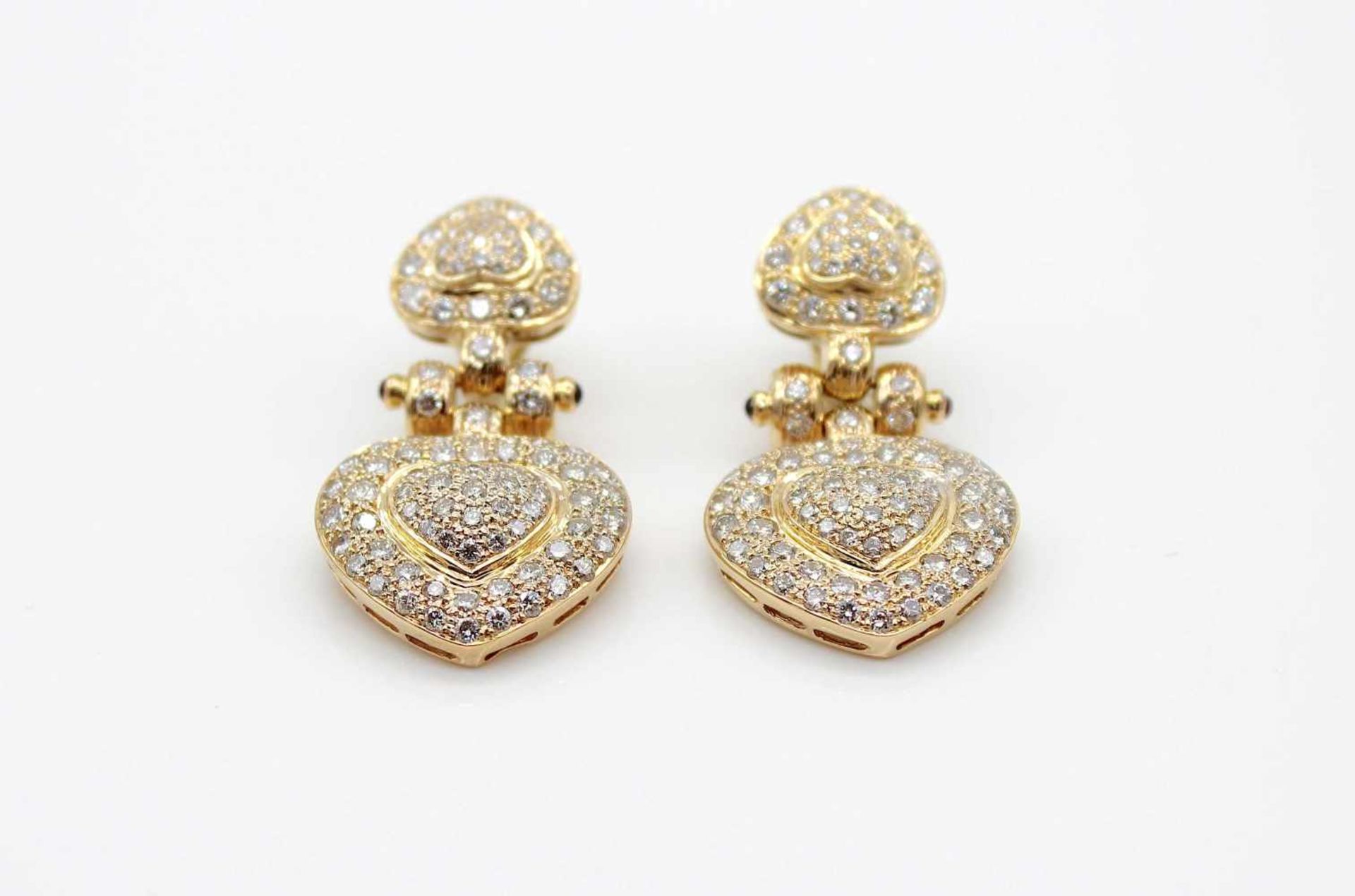 1 pair of ear studs tested for 750 gold with 2 rubies, 2 sapphires and diamonds, total approx. 4.4 - Bild 4 aus 4