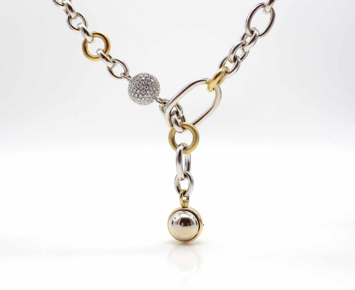 Pomellato necklace made of 750 white and yellow gold with approx. 2.5 ct diamonds in good quality. - Image 3 of 4