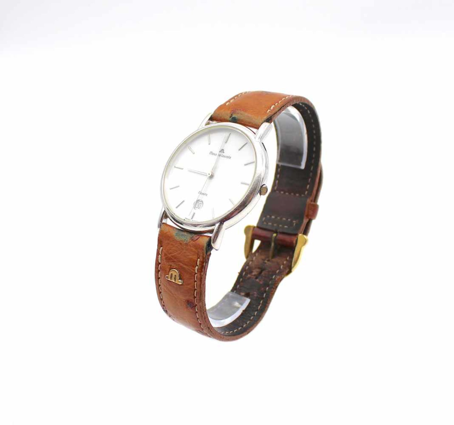 Watch steel by Maurice Lacroix with a leather strap. The clock is passable.diameter 35,5 mm - Bild 4 aus 5