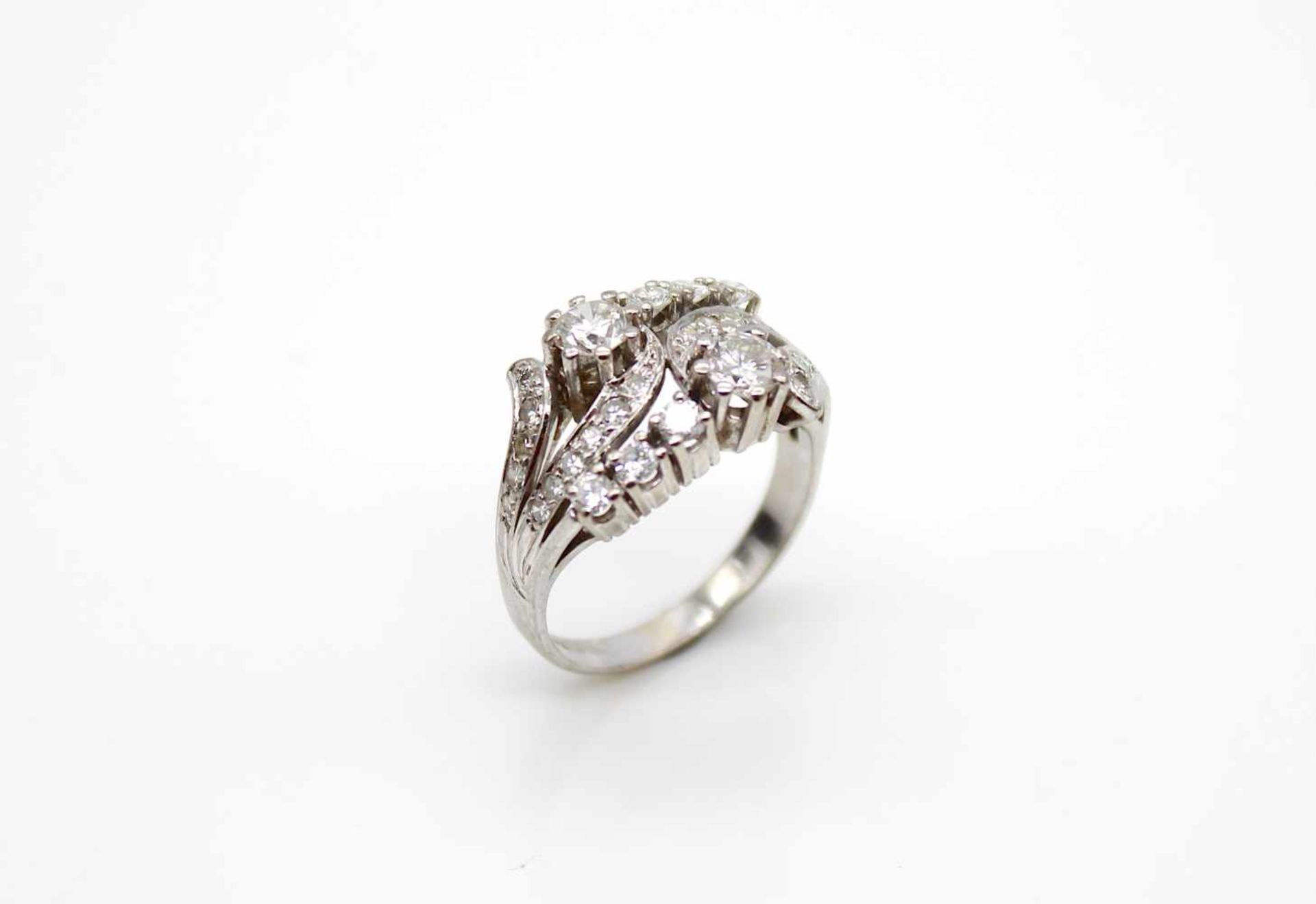 Ring made of 585 white gold with 30 diamonds ( brilliant and octagonal cut ), total ca. 1,45 ct ( - Bild 3 aus 3