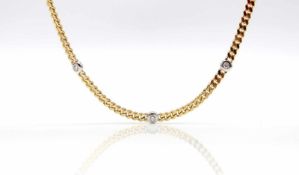 585 gold chain with 5 diamonds, total ca. 0,50 ct in high to medium purity and medium degree of