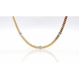585 gold chain with 5 diamonds, total ca. 0,50 ct in high to medium purity and medium degree of