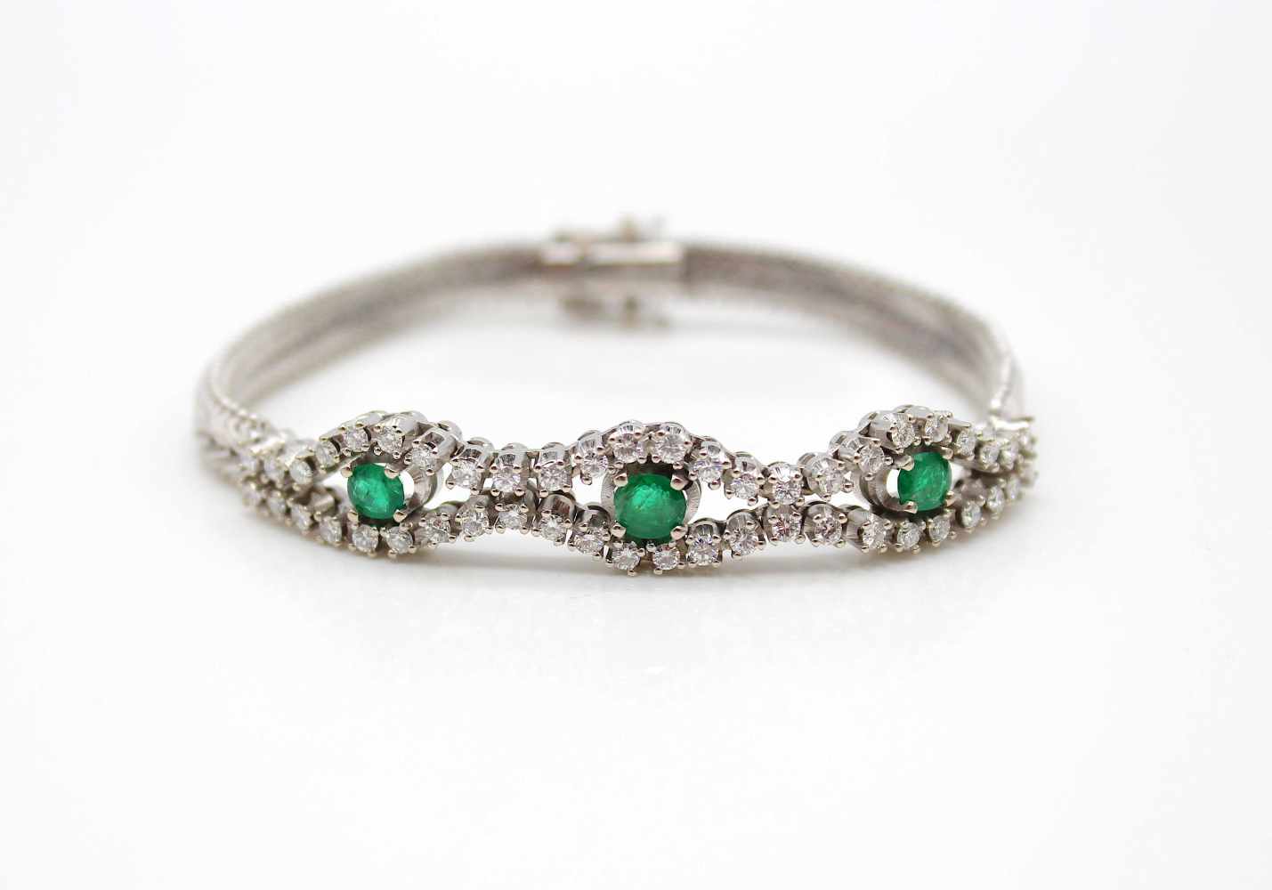 Bracelet in 585 white gold with diamonds of high purity and colour, total approx. 1.44 ct and 3 - Image 3 of 3