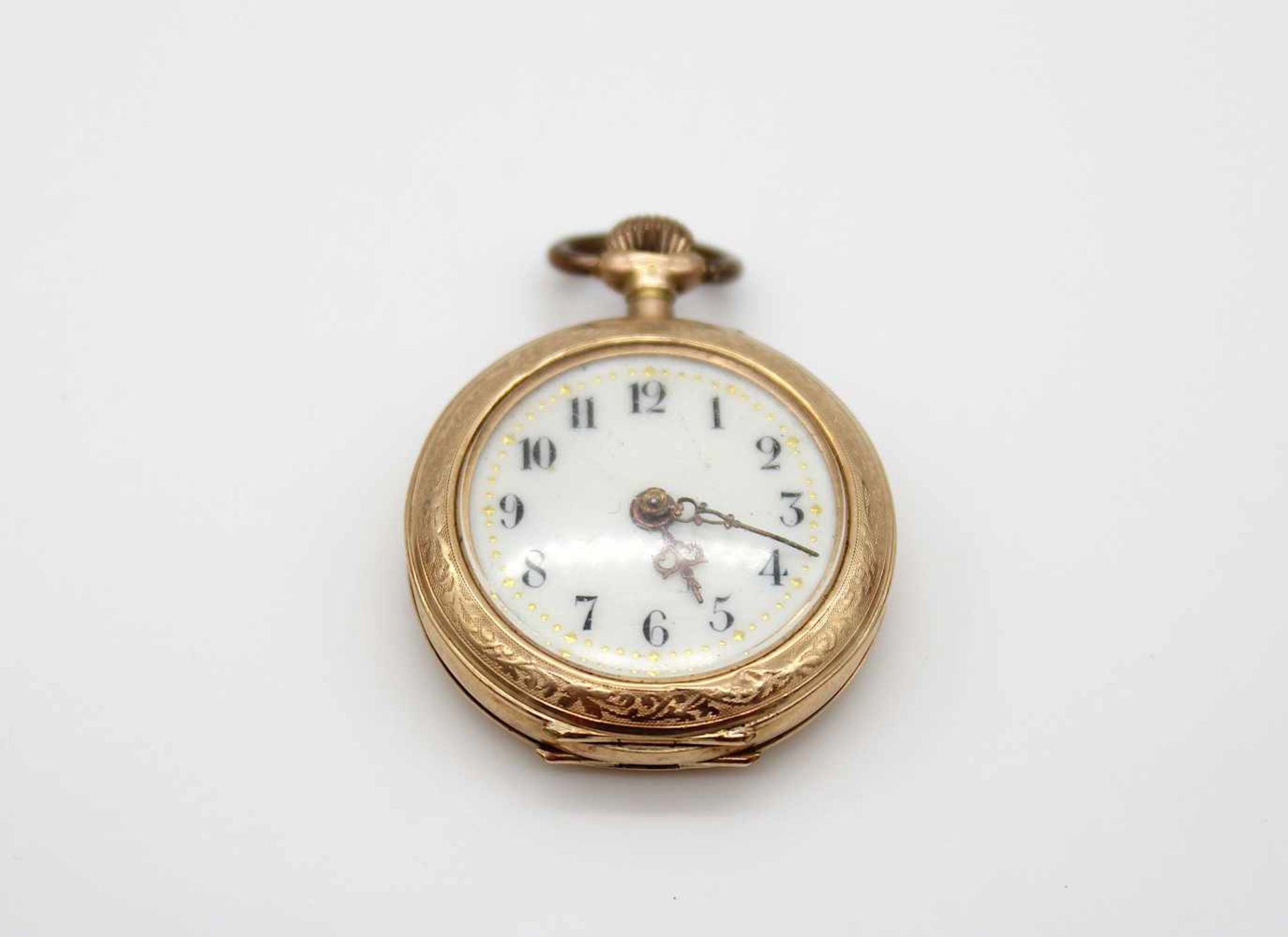 Pocket watch from 585er gold, inner cover metal,Weight 15.9 g, diameter 61 mm The clock is passable. - Bild 2 aus 7