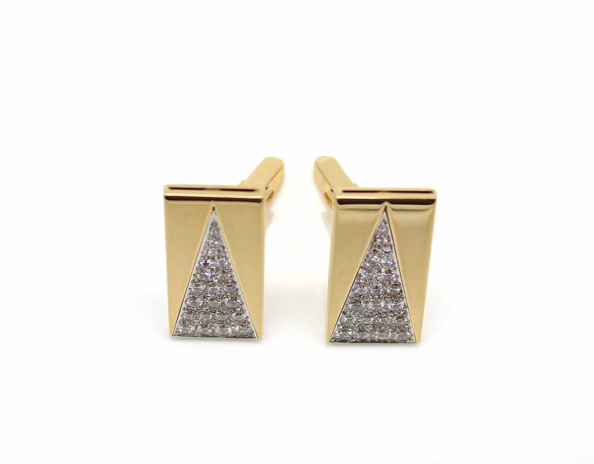 1 pair of 750 gold cufflinks with diamonds and octagonal-cut diamonds, total approx. 2.5 ct in - Bild 4 aus 4