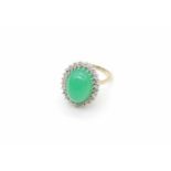 Ring in 750 white gold handcrafted with a chrysoprase, approx. 15 ct and 24 diamonds, total