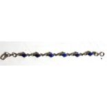 A 925 silver lapis lazuli set bracelet.