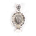 A Victorian silver mounted glass scent bottle, 10cms (4ins) high.