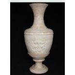 A 19th century Italian Grand Tour (after the antique) Roman style cameo carved alabaster vase, 54cms