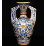 A Hispano Moresque Alhambra style two-handled vase, 19cms (7.5ins) high.