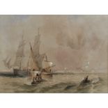 John Wilson Carmichael (1799-1868) - Seascape with Fishing Boats & Other Vessels - signed & dated