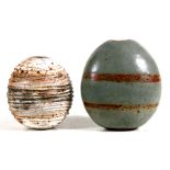 Alan Wallwork (b1931) - two Studio Pottery pebble vases, incised 'AW' to the underside, the