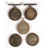 From a private collection of WW1 medals, five damaged British War Medals named to 130390 DVR. G.A.