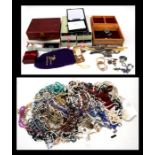 A quantity of costume jewellery and buttons, to include rolled gold bangles.