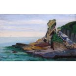 Mid 20th century English school - Coastal Scene - indistinctly signed & dated 1969 lower right,