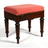 A 19th century mahogany piano stool, 51cms (20ins) wide.