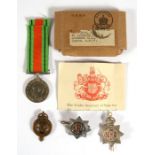 A WW2 Defence Medal with certificate and posting box addressed to Mr Snow of Lavender Hill