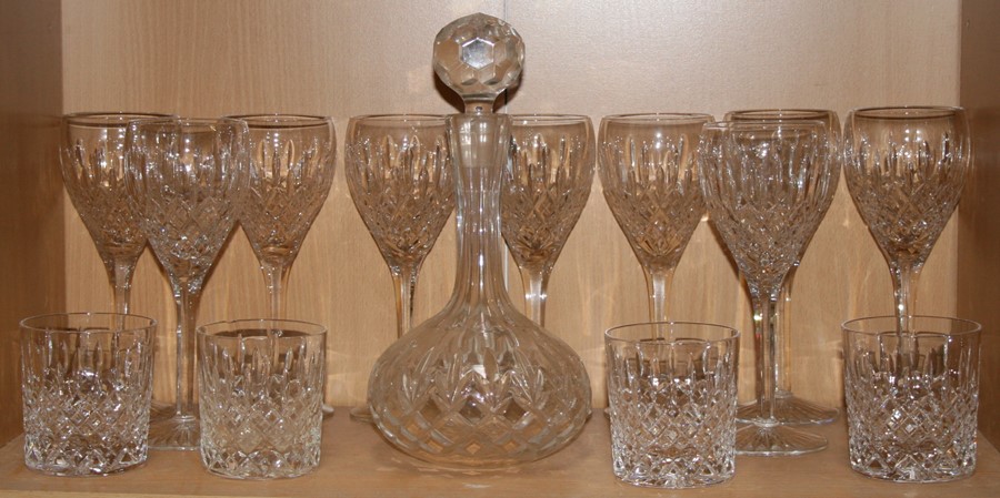 A large quantity of cut glass to include wine glasses, whiskey tumblers and a decanter. - Image 4 of 4