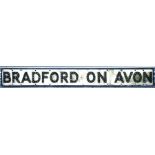 A large Bradford On Avon road sign, 218cms (86ins) wide.