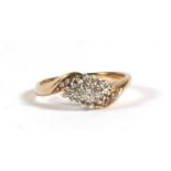 A 9ct gold diamond cluster ring, approx UK size 'O'.