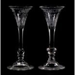 Two 18th / 19th century etched wine glasses, 17cms (6.25ins) high.Condition ReportBoth look to be in