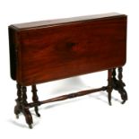 A Victorian mahogany Sutherland table on twin turned supports with splayed feet, 88cms (34.5ins)