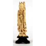 A late 19th / early 20th century Chinese carved ivory figure depicting Shoulau, 19cms (7.5ins)