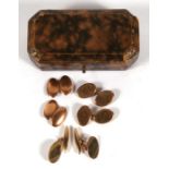 Three pairs of 9ct gold gentleman's cufflinks, total weight 15g.