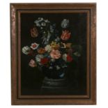 D M Sweeting (early 20th century school) - Still Life of Flowers in a Vase - signed, oil on board,